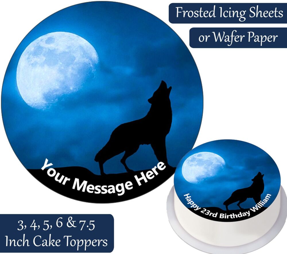 Full Moon Wolf Personalised Cake Topper