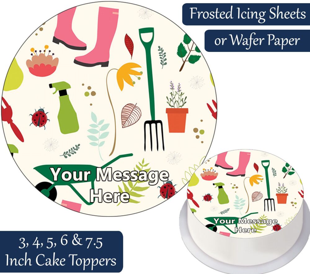 Gardening Pattern Personalised Cake Topper