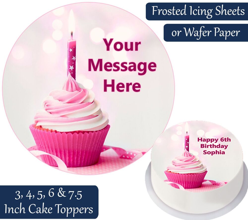 Girls Cupcake Personalised Cake Topper
