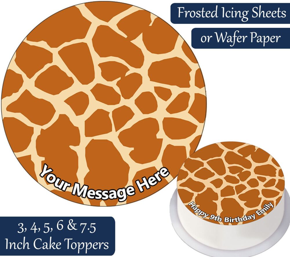 Giraffe Print Personalised Cake Topper