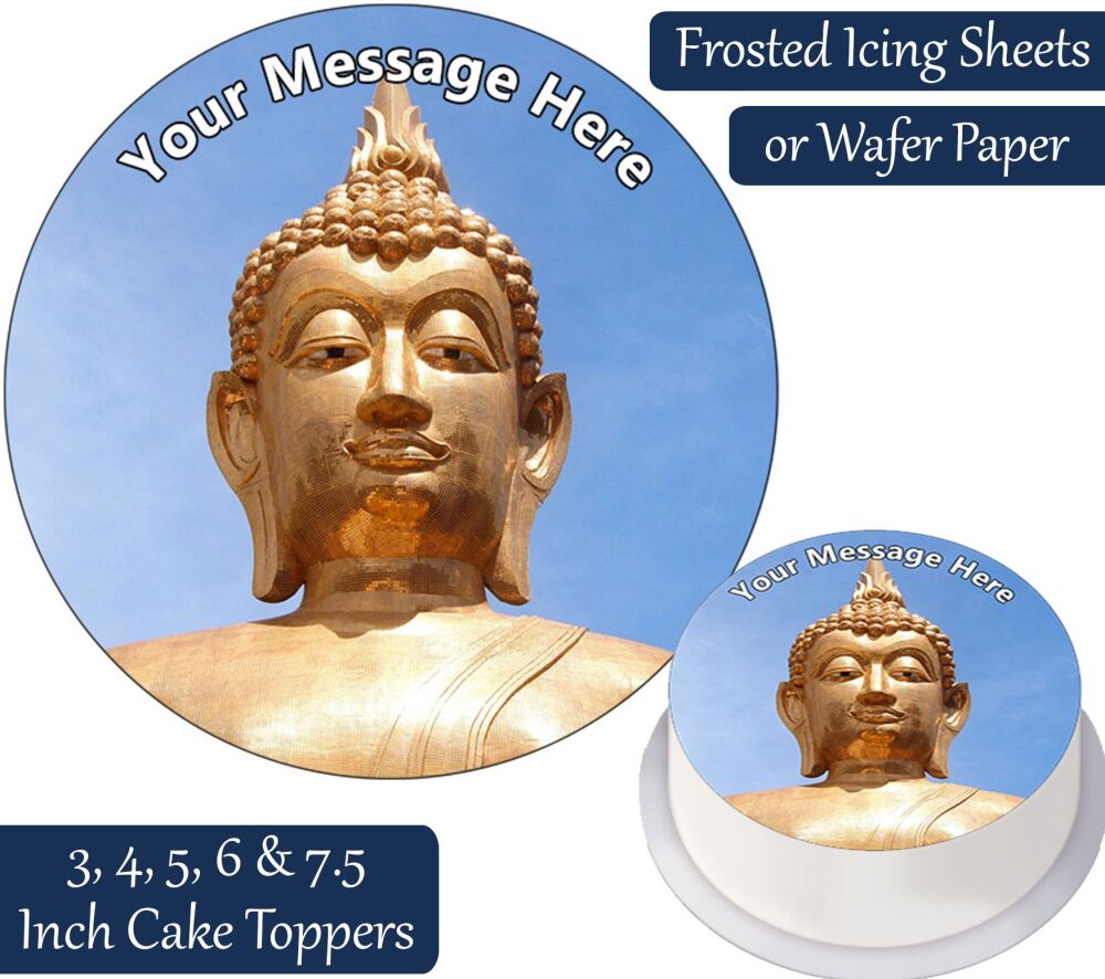 Gold Buddha Statue Personalised Cake Topper
