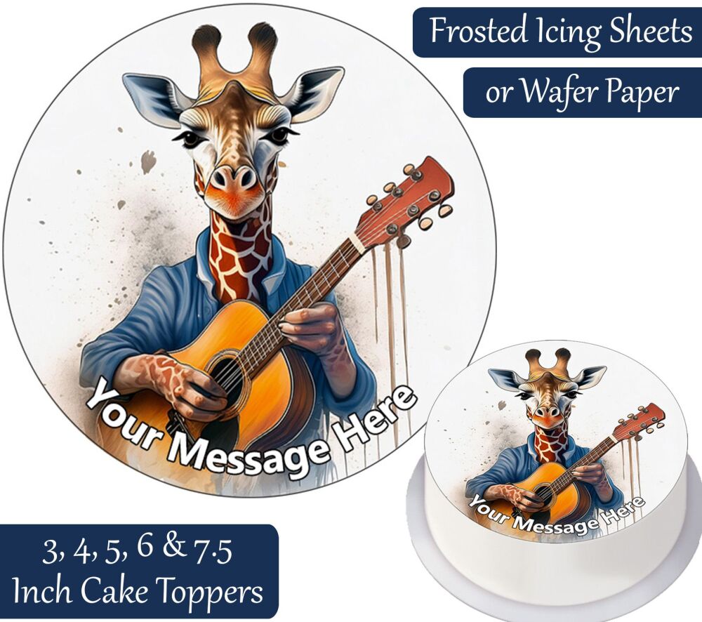 Guitar Giraffe Personalised Cake Topper