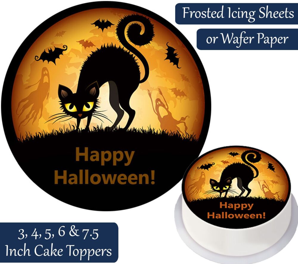 Halloween Cat Personalised Cake Topper