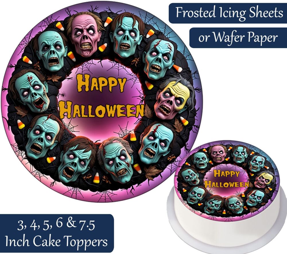 Halloween Zombie Wreath Personalised Cake Topper