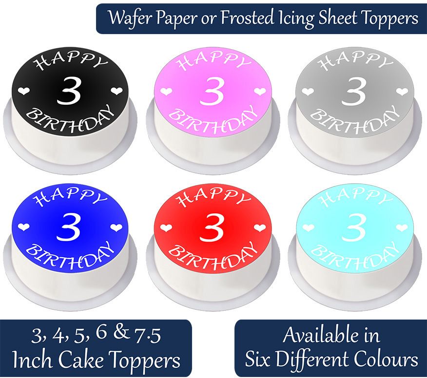 Happy 3rd Birthday Cake Topper