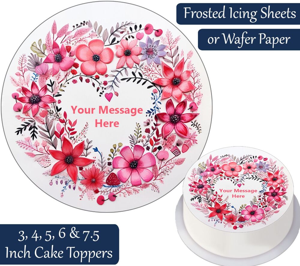 Heart Shaped Wreath Personalised Cake Topper