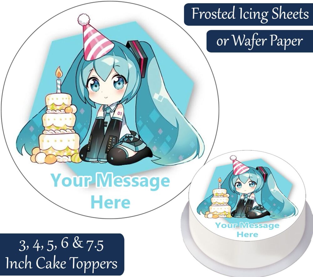 Hatsune Miku Anime Birthday Personalised Cake Topper