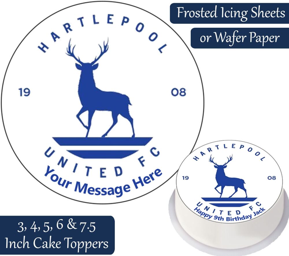 Hartlepool United Football Personalised Cake Topper