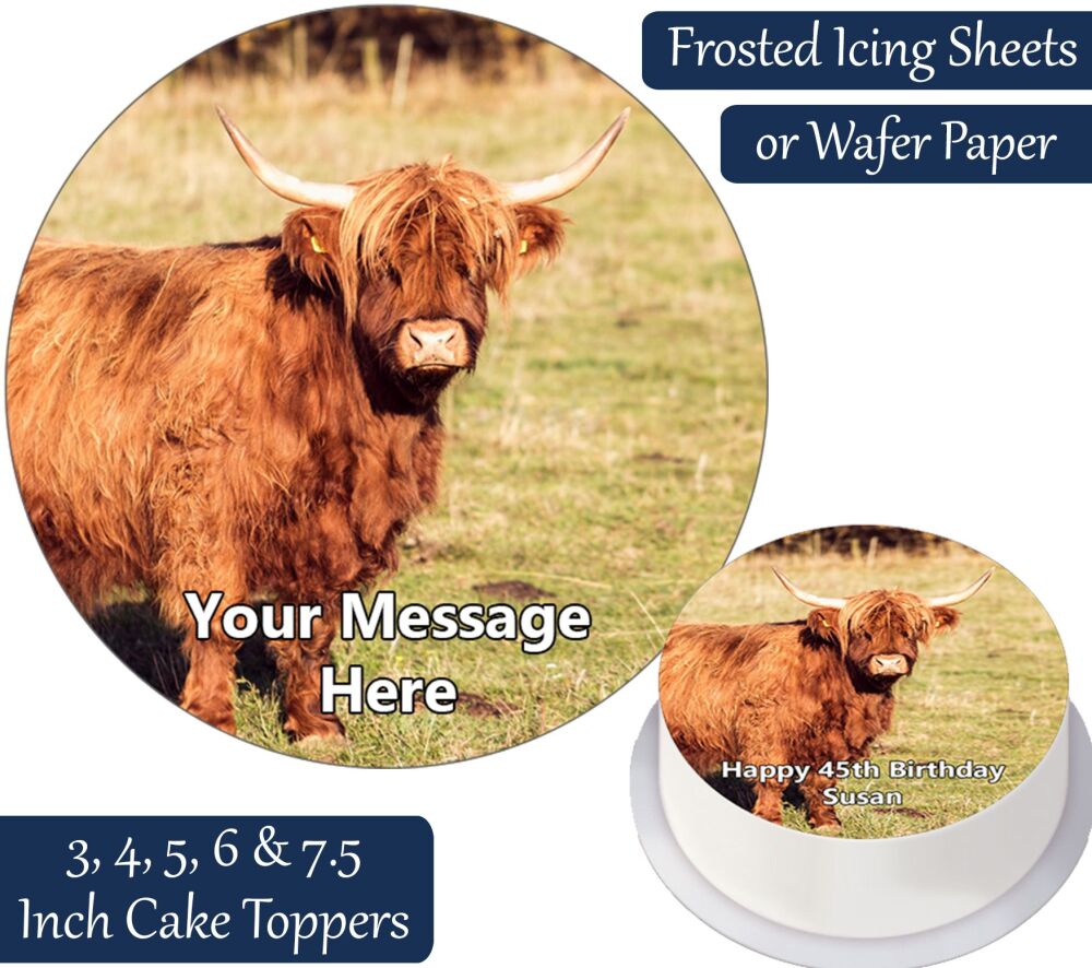 Highland Cow Personalised Cake Topper