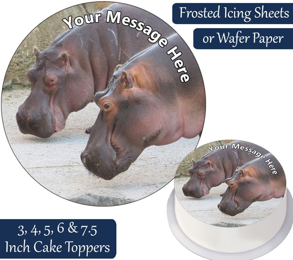 Hippo Couple Personalised Cake Topper