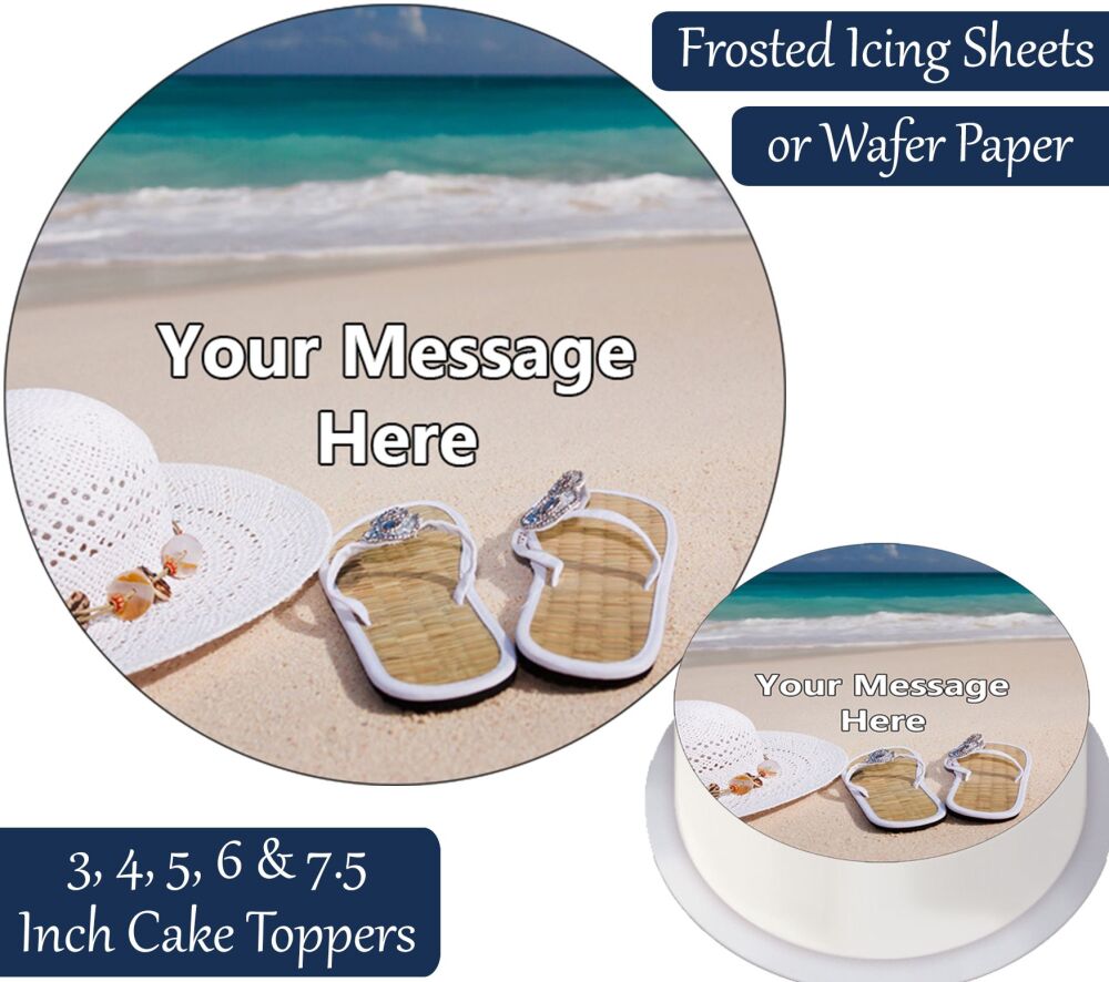 Holiday Sandals Hat Personalised Cake Topper