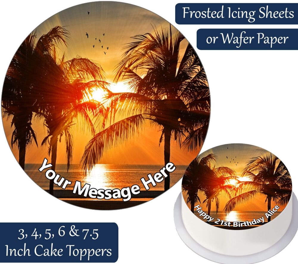 Holiday Sunset Personalised Cake Topper