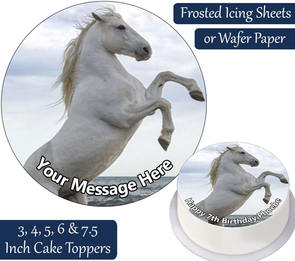 Horse White Personalised Cake Topper