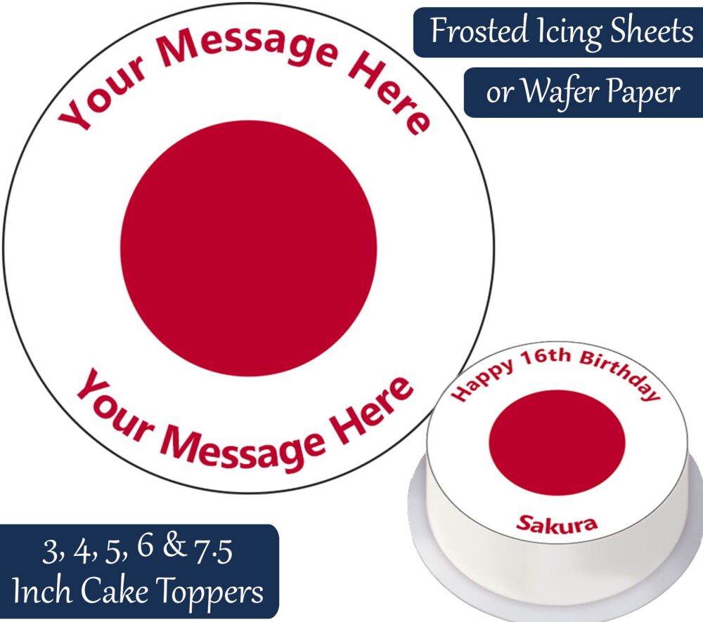 Japan Flag Personalised Cake Topper