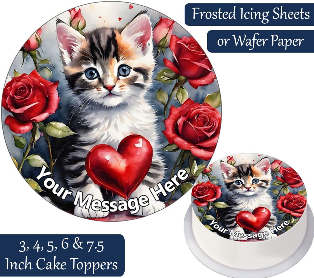 Kitten Roses Personalised Cake Topper