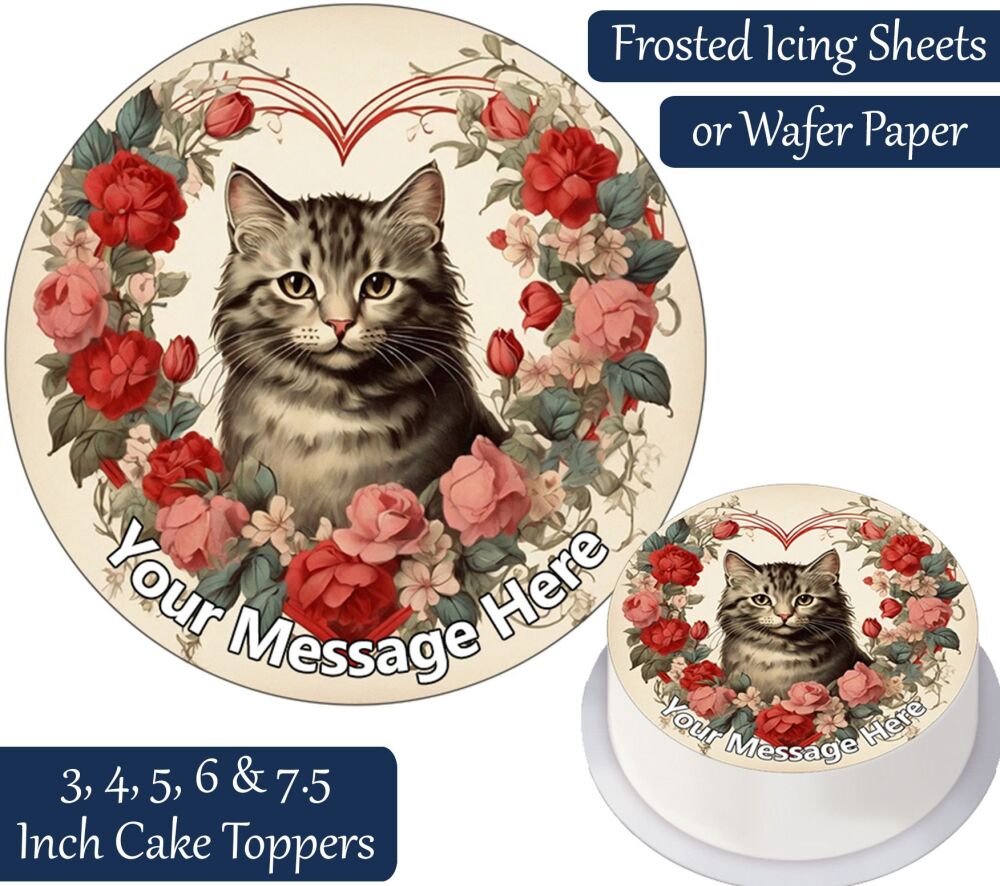 Kitten Roses Wreath Personalised Cake Topper