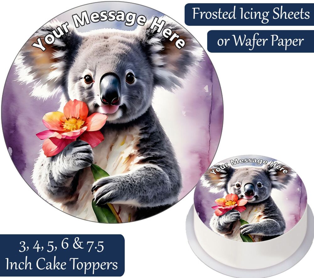 Koala Flower Personalised Cake Topper