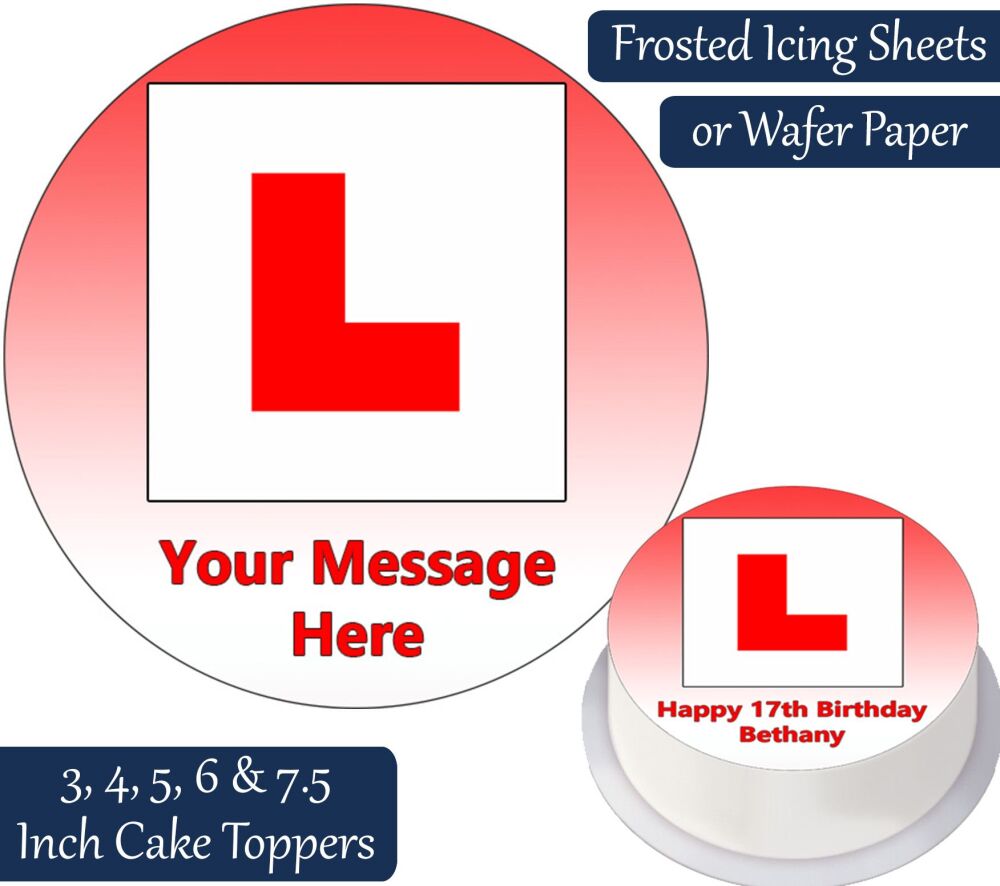 L Plate - Red - Personalised Cake Topper