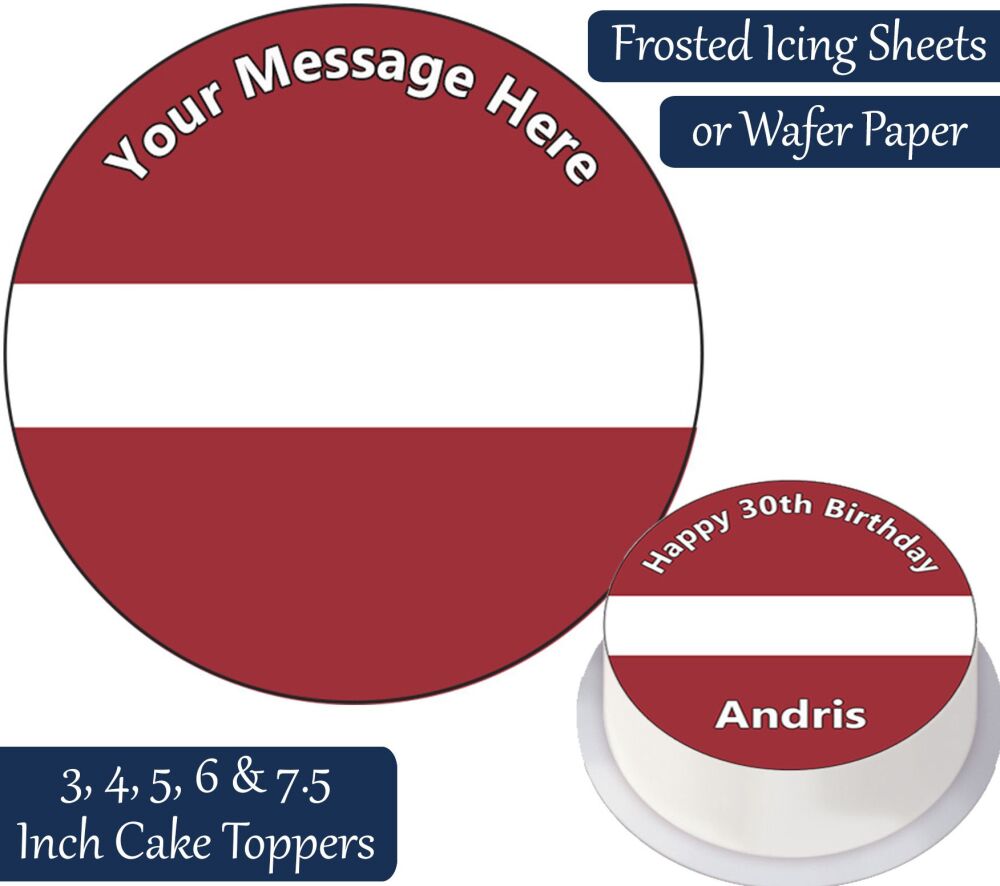 Latvia Flag Personalised Cake Topper