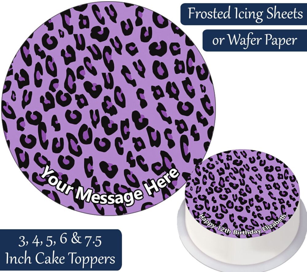 Leopard Print - Purple - Personalised Cake Topper
