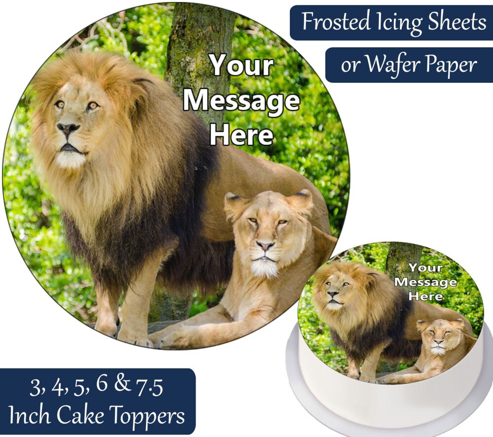 Lion Couple Personalised Cake Topper
