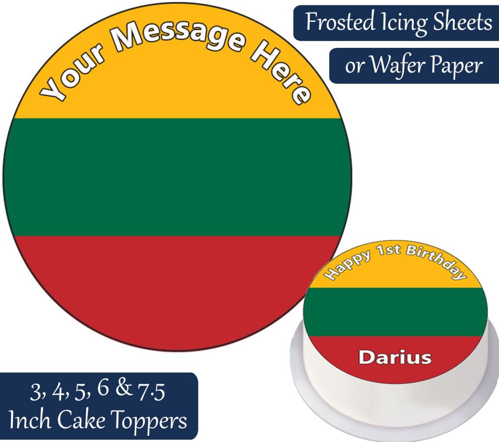 Lithuania Flag Personalised Cake Topper