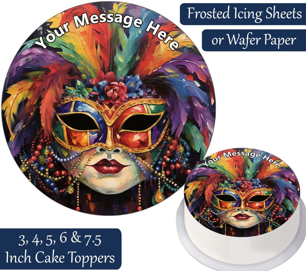 Mardi Gras Mask Personalised Cake Topper