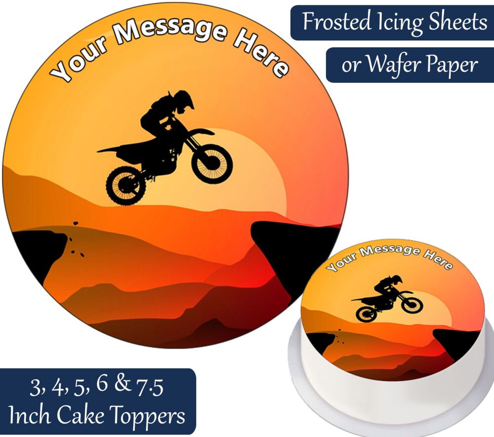 Motorcycle Mountain Jump Personalised Cake Topper