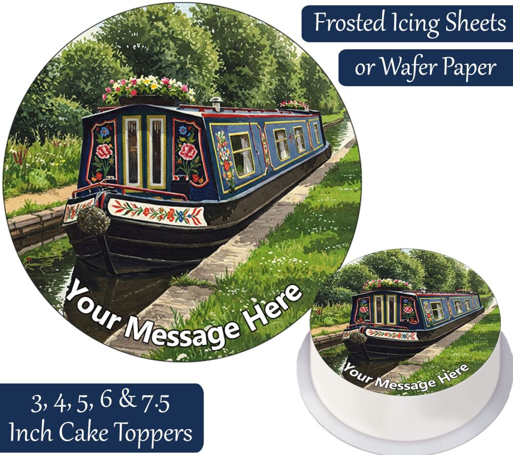 Narrow Canal Boat Personalised Cake Topper