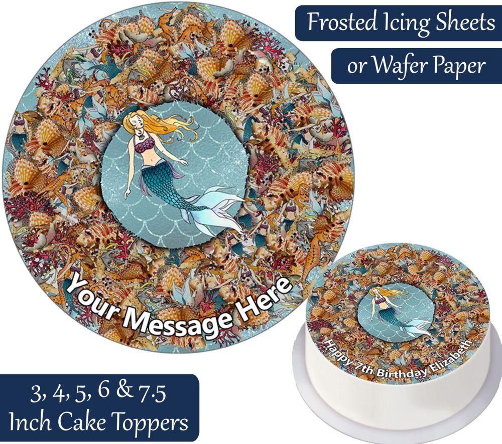 Ocean Sea Mermaid Personalised Cake Topper