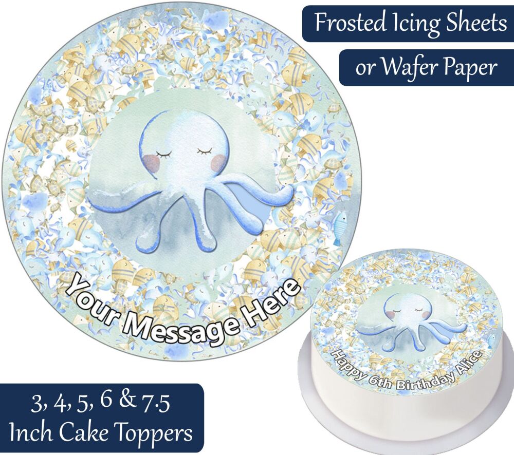 Ocean Sea Octopus Personalised Cake Topper