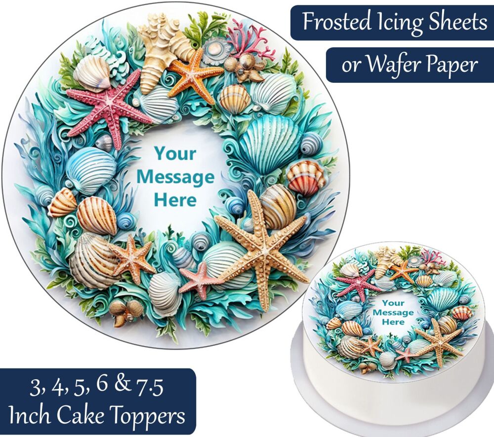 Ocean Sea Wreath Personalised Cake Topper