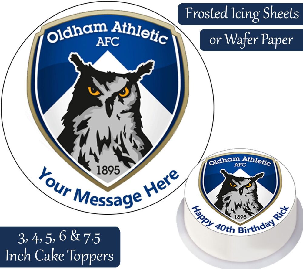 Oldham Athletic Football Personalised Cake Topper