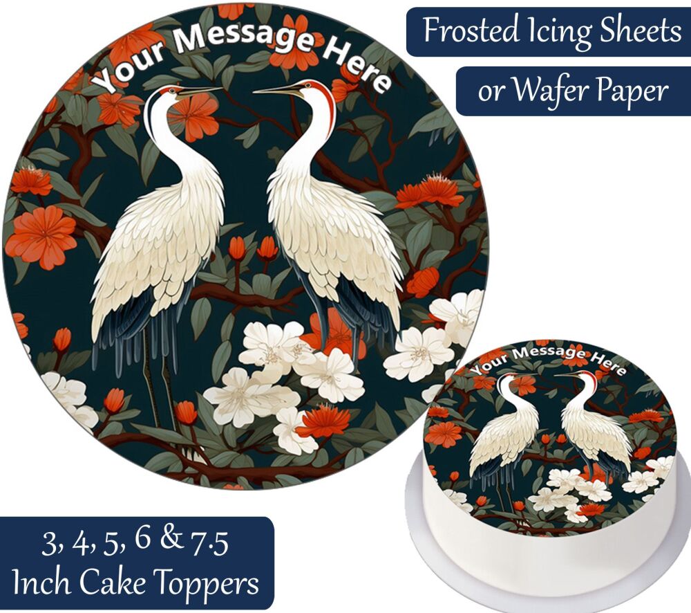 Oriental Crane Personalised Cake Topper