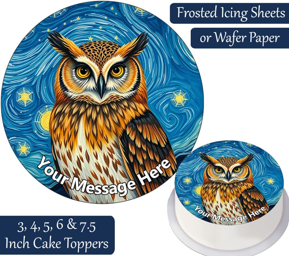 Owl Starry Night Personalised Cake Topper