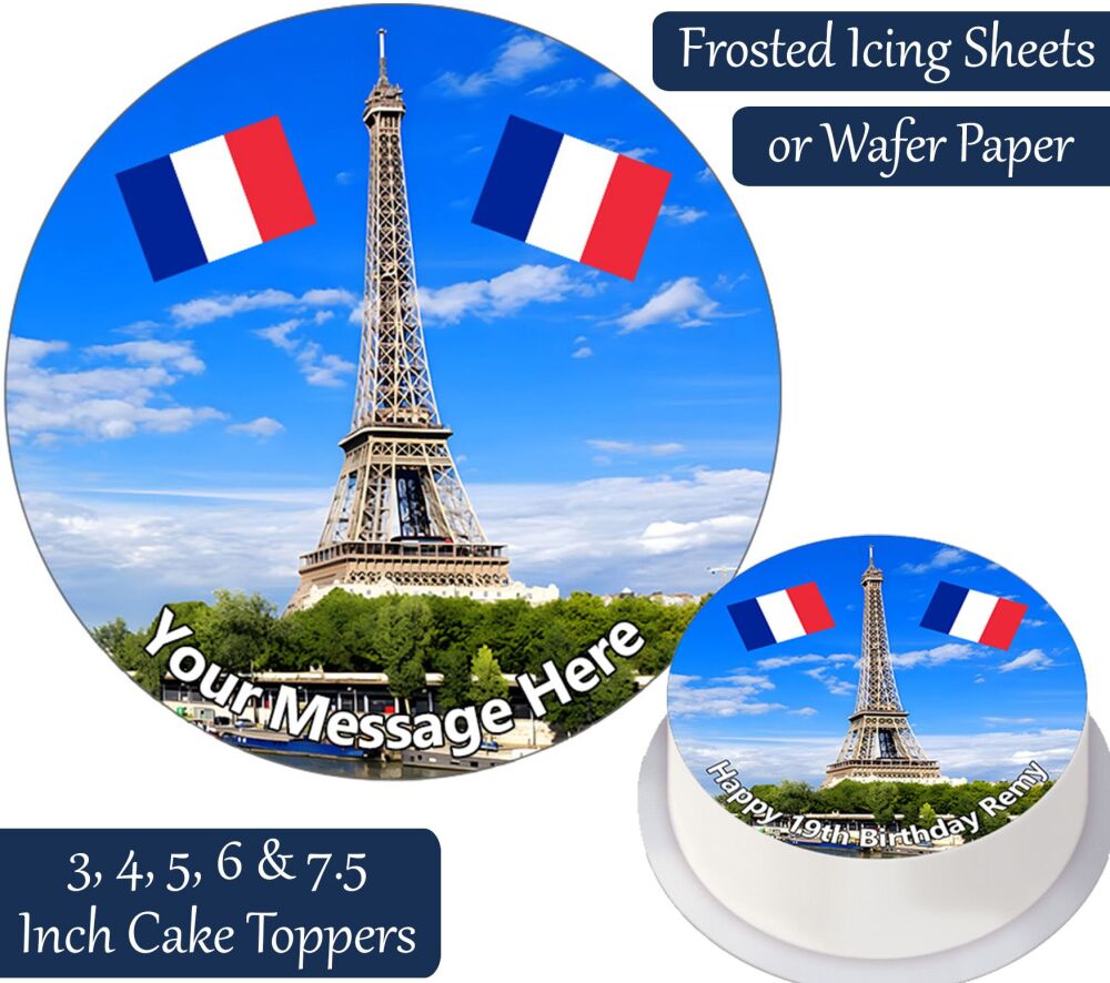Paris Eiffel Tower Personalised Cake Topper