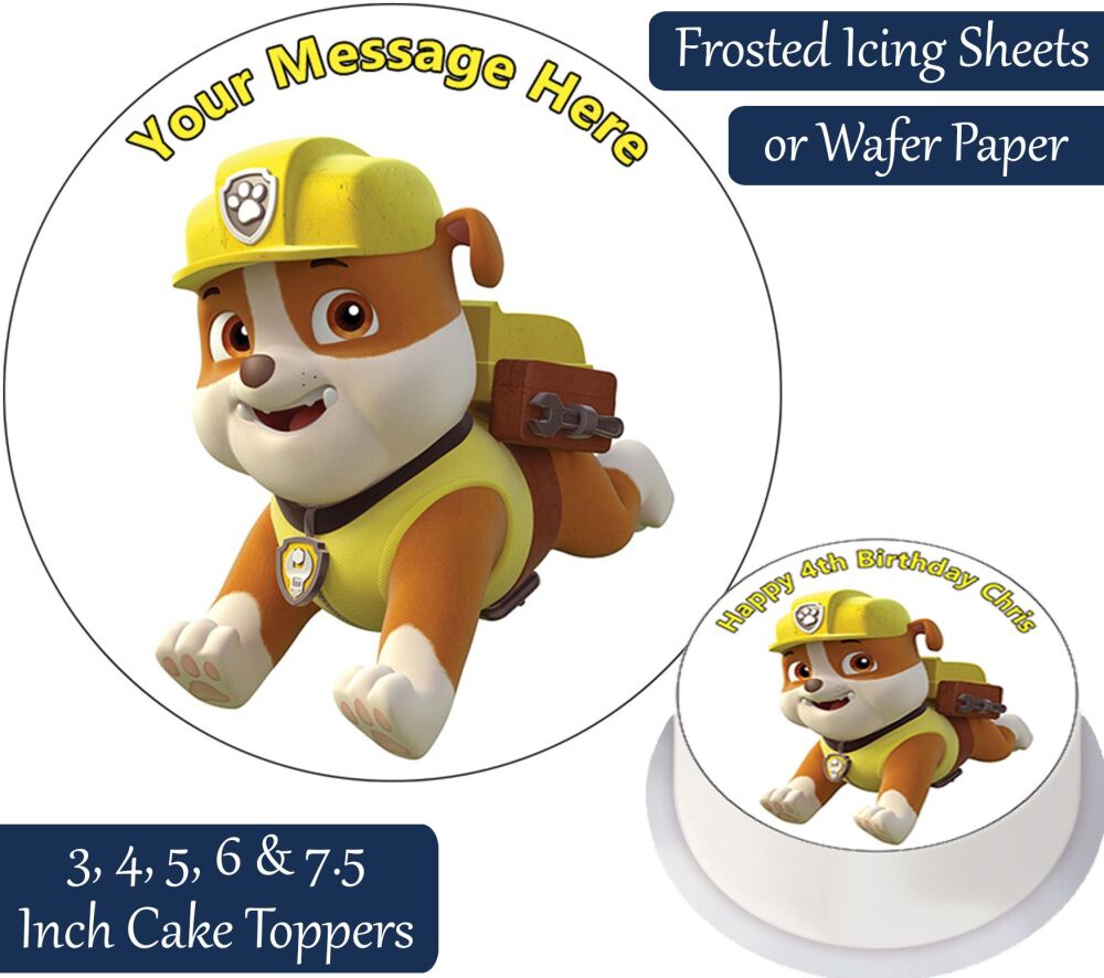 Paw Patrol Rubble Personalised Cake Topper