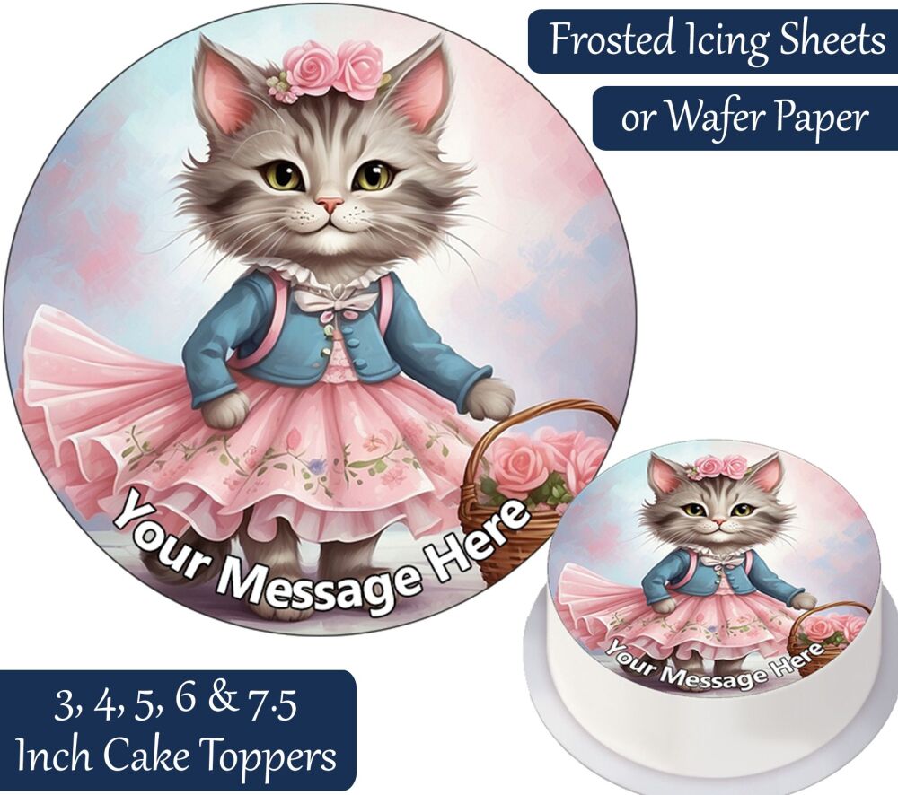 Pink Kitten Personalised Cake Topper
