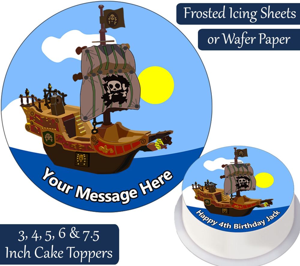 Pirate Ship Personalised Cake Topper