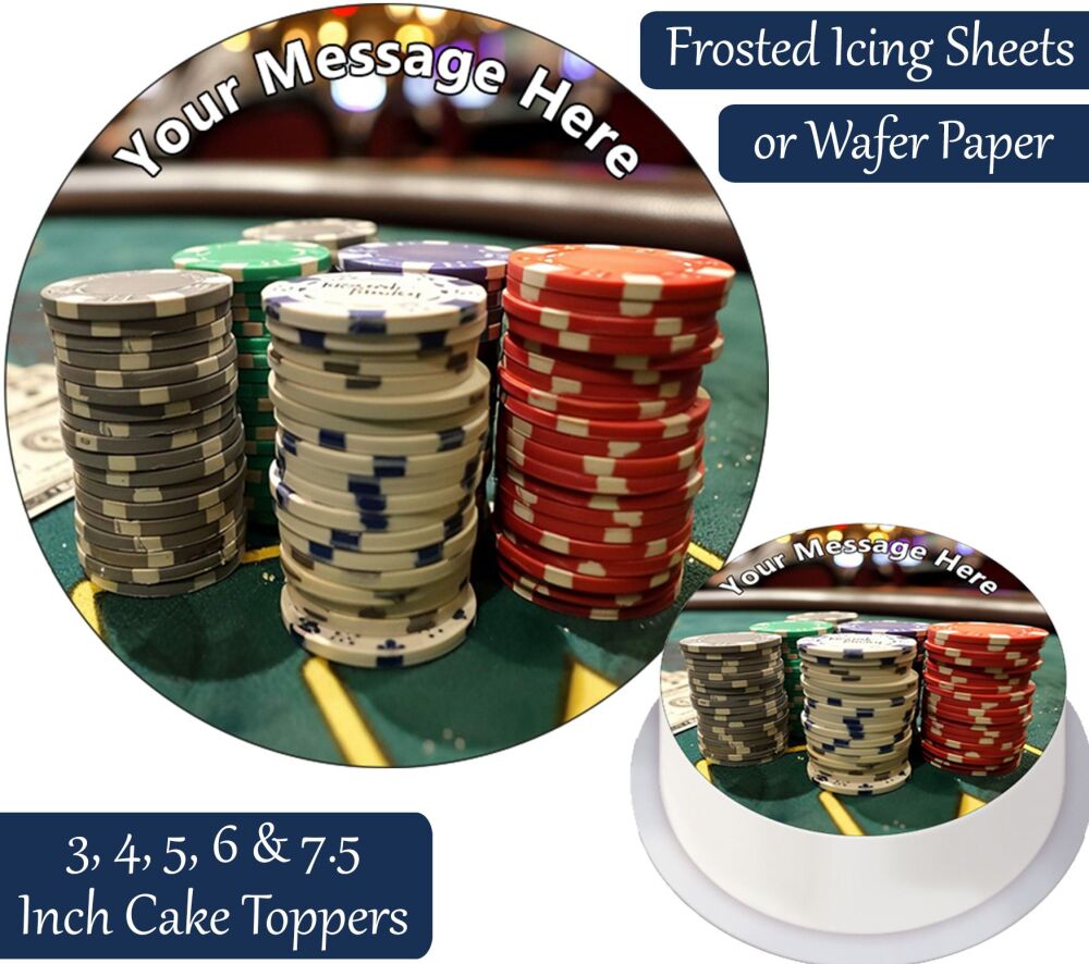 Poker Chips Personalised Cake Topper
