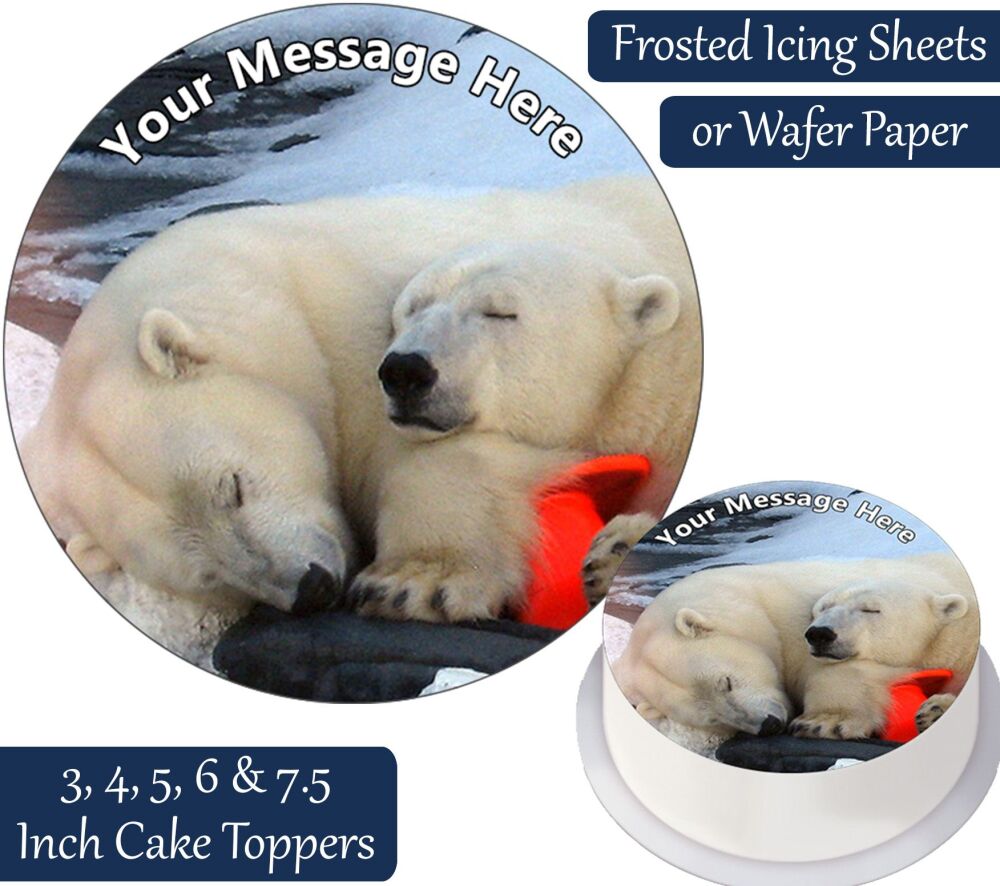 Polar Bears Sleeping Personalised Cake Topper
