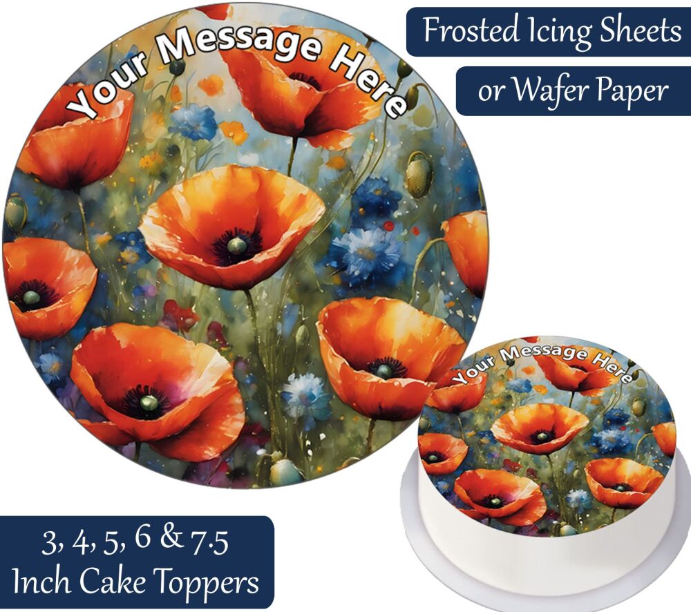 Poppy Field Personalised Cake Topper