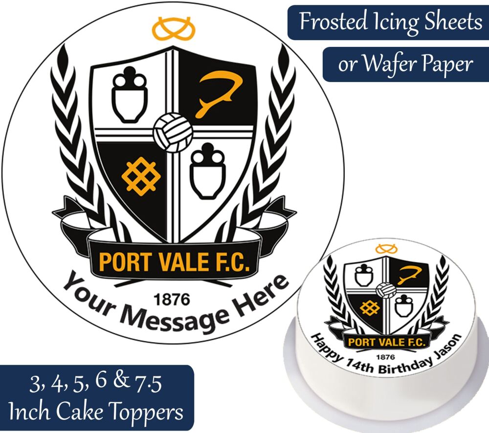Port Vale Football Personalised Cake Topper