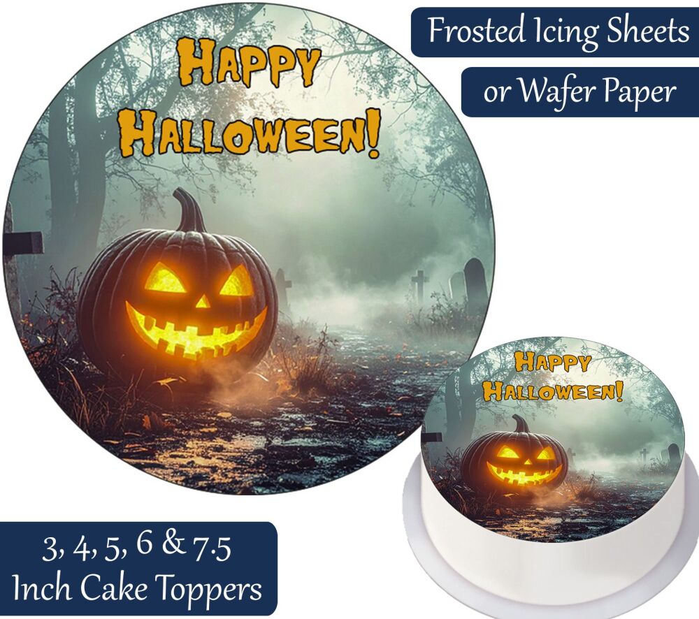 Pumpkin Cemetery Personalised Cake Topper