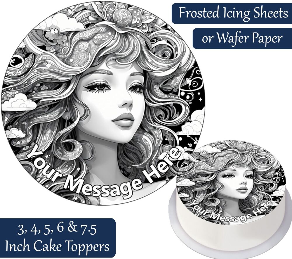 Princess Black and White Personalised Cake Topper