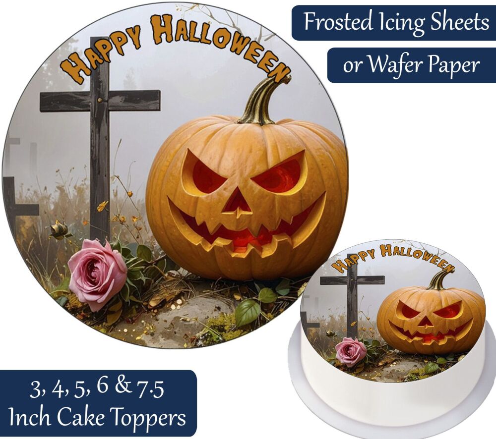 Pumpkin Graveyard Personalised Cake Topper