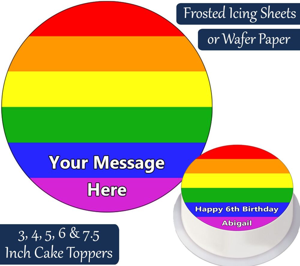 Rainbow Flag Personalised Cake Topper