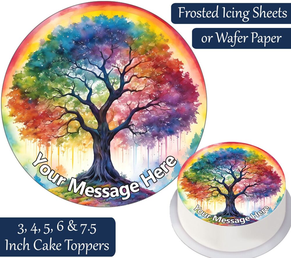Rainbow Tree Of Life Personalised Cake Topper