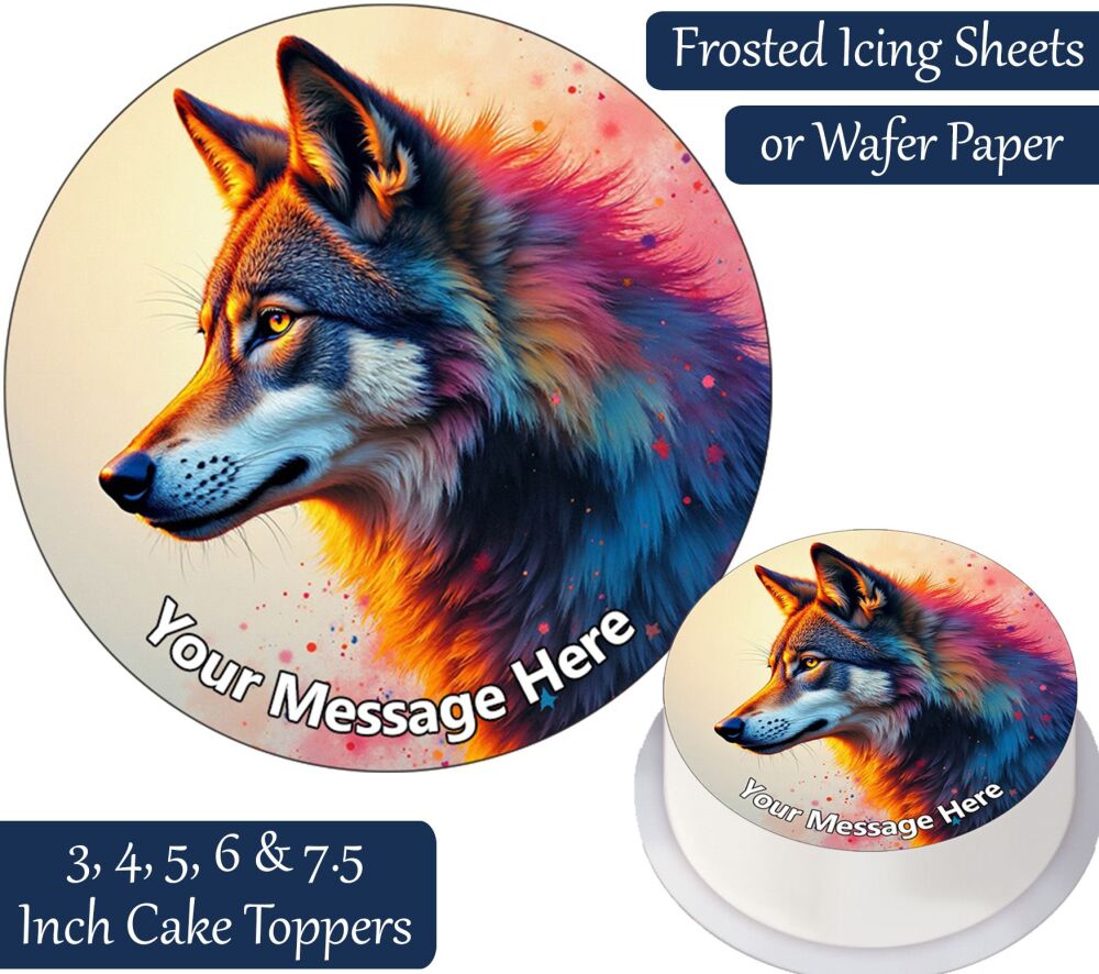 Rainbow Wolf Personalised Cake Topper
