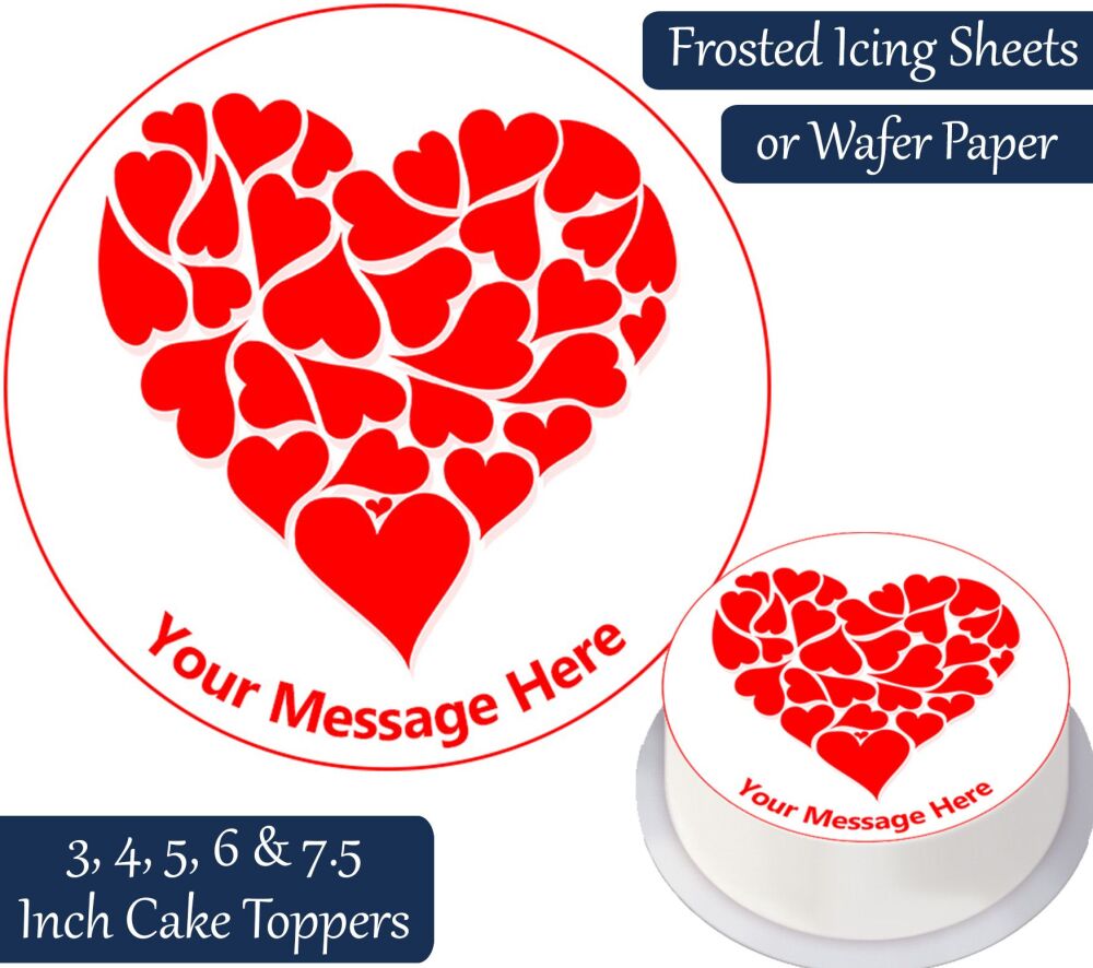 Red Love Hearts Personalised Cake Topper